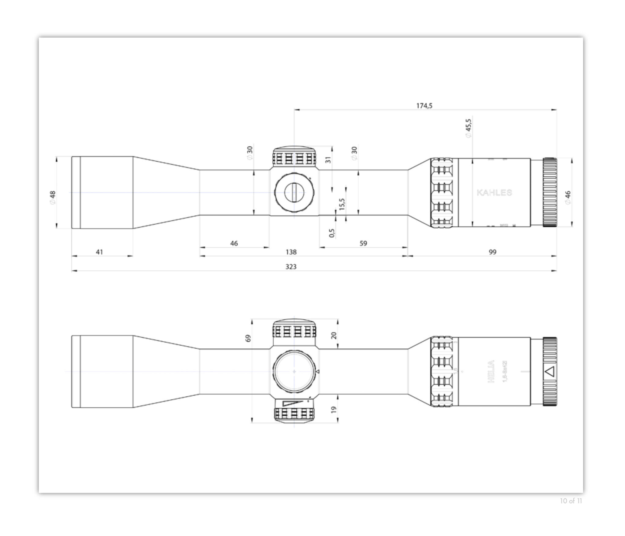 Kahles-HELIA-1-6-8x42i-Abmessungen Kahles HELIA 1,6-8x42i